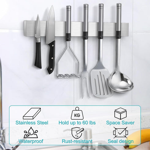 Magnetic Knife Holder for Wall, Magnetic Strip for Refrigerator, Mount Knife Rack Kitchen Utensil Holder, Metal Tool