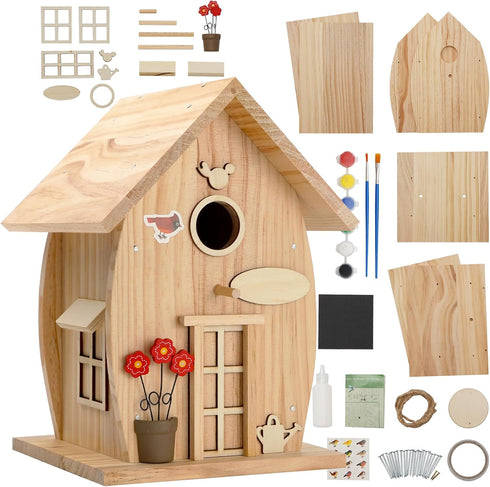 NESTO Wooden DIY Bird House Kit for Adults to Build, Outdoor Woodworking Crafts