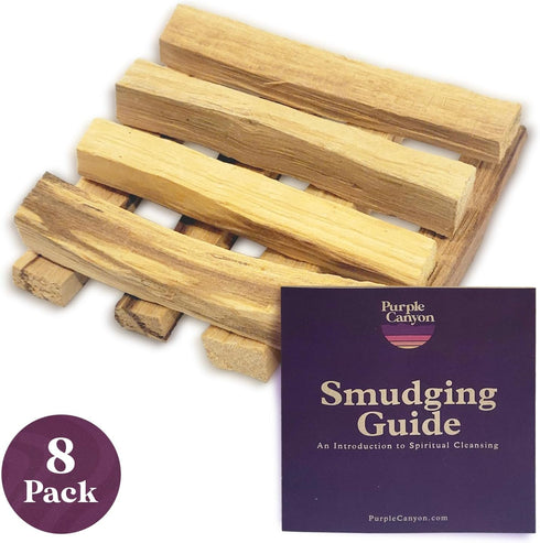 Purple Canyon Palo Santo Incense Sticks - 8 Pack, Sustainably Harvested Natural Incense for Smudging, Meditation,