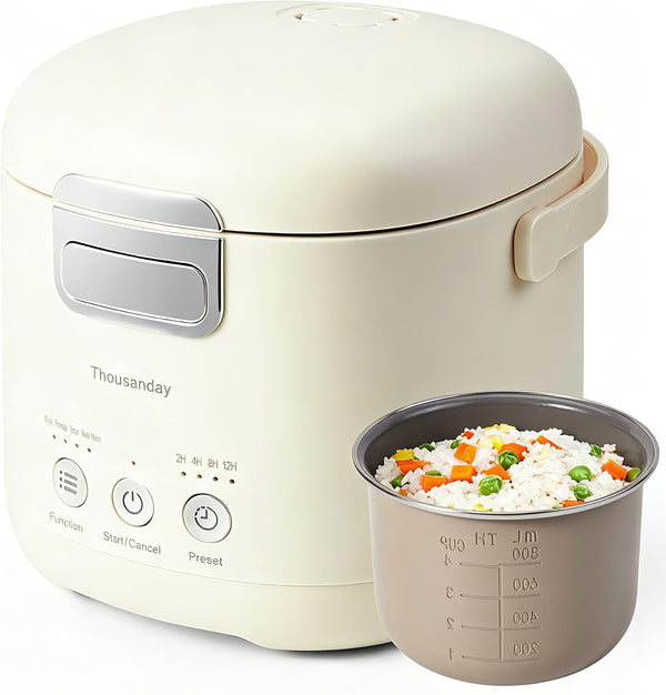 Mini Rice Cooker, Small Rice Cooker 2 Cup Uncooked(4 Cup Cooked), Portable