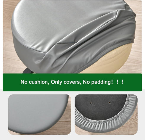 Set 4, 12-15 Inch FUANGUI Bar Stool Covers Round of Waterproof PU Seat Covers With Elastic Bands, Chair Covers Washable