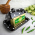 Countertop City to Cottage Large Ceramic Butter Dish With Lid for - Handcrafted Black and White Polka Dot Keeper