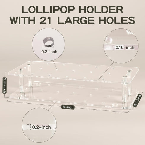 ANDGOO 2-Pack Cake Pop Stand, Clear Acrylic Lollipop Holder with 21 Holes for Weddings, Birthday Parties