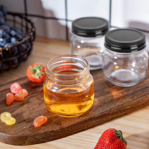 QAPPDA Mason Jars - 8 oz Glass Jars with Lids for Canning, Wide Mouth Spice Jars with Black Lids, Set of 30