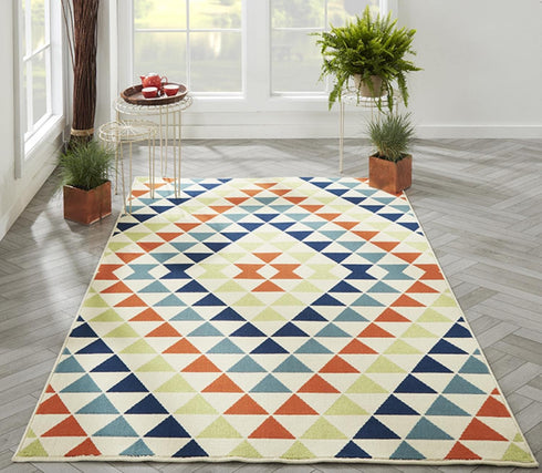Momeni Rugs , Baja Collection Contemporary Indoor & Outdoor Area Rug, Easy to Clean, UV protected & Fade Resistant, 1'8" x 3'7", Multicolor by Momeni