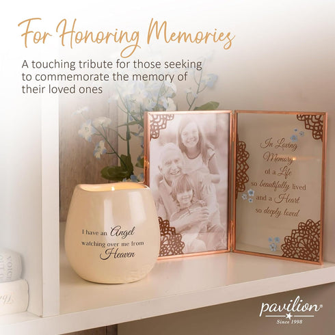 Pavilion Light Your Way Memorial Ceramic Vessel, 100% Soy Wax Candle, 8 oz, White