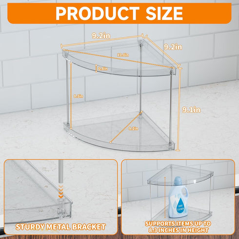 Yieach 2 Counter Counter Tier Corner Bathroom Organizer,Clear Bathroom Organizers and Storage,Acrylic Bathroom Shelf