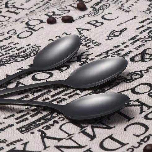 Buyer Star 12 Pieces Black Teaspoons - 5.5-Inch Mini Coffee Stainless Steel Espresso Spoons