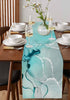 Falaniique 36 Inches Marble Turquoise Aqua Table Runner Long,Cotton Linen Modern Teal Kitchen Dinner Dining Table