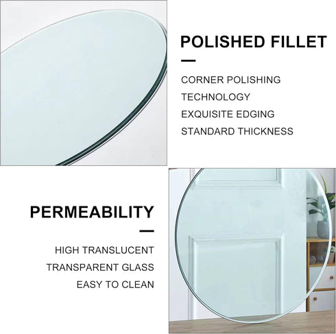 Top,1/4" Inch 18" Inch Round Glass Table Thick Tempered Pencil Edge Polish Glass Table Top Suitable for Dining, Coffee