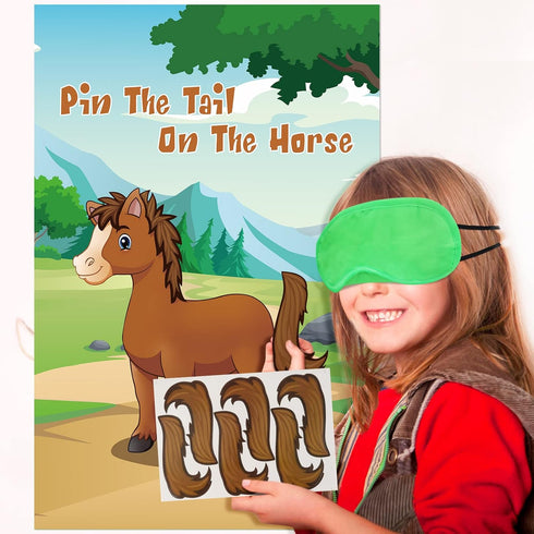 36 Pin The Tail on The Horse Game with Tail Stickers for Cowboy Party Game Toys Boys and Girls Birthday Party