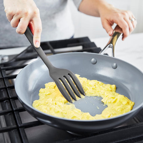 GreenPan Silicone Ultimate Fork, Mixing Stirring Serving Kitchen Utensil, Flexible Rubber Nonstick Cookware,
