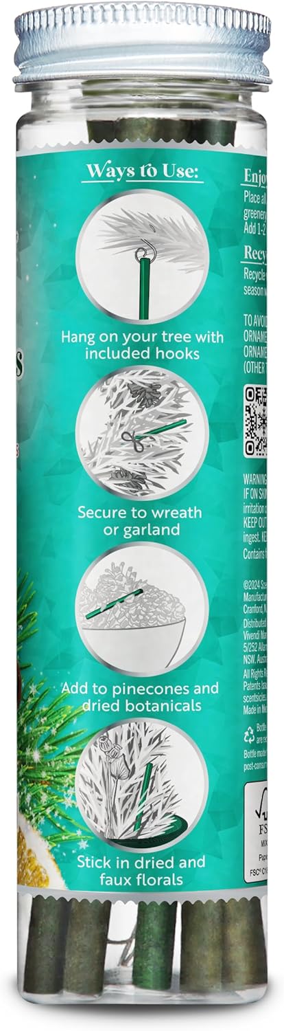 Scentsicles O Christmas Tree Scented Ornaments with Hooks, 3 Bottles (18 Sticks Total)
