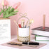 JUXYES Ceramic Silverware Holder for Tabletop, White Cutlery Holder with Golden Metal Bracket for Kitchen