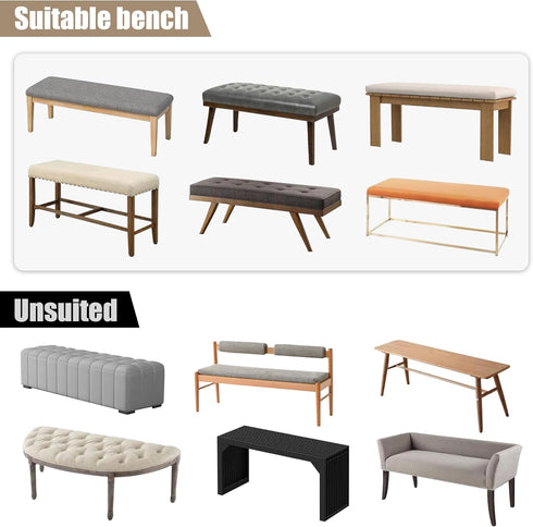 Stretch Bench Cover Spandex Rectangle Slipcover for Dining Room Kitchen Bedroom Indoor/Outdoor Use Fitted Bench