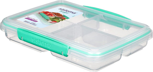 Sistema To Go Multi Split Meal & Food Container with Dividers & Clips, 820ml, BPA-Free, 1 Container, Color May Vary