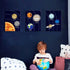 Set 3 (12X16inch) KAIRNE Boys Space Room Decor Framed Outer Space Wall Art of Kids Picture Planets Pictures Solar
