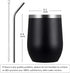 MEWAY 12oz Stemless Wine Tumbler Glasses with Lid - Insulated Double Wall Vacuum Stainless Steel Travel Tumbler with