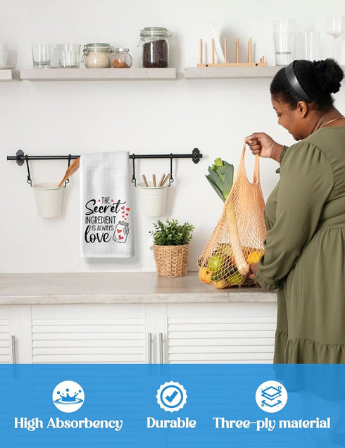 The Secret Ingredient is Always Love: Funny Kitchen Towels, Flour Sack Dish Towels, Housewarming Gifts