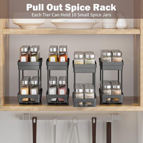 DABIGE 3 Packs Need:12'' Highx11'' Deepx5'' 10 2 Pull Out Spice Rack Organizer for Cabinet, Slide Out Spice Racks
