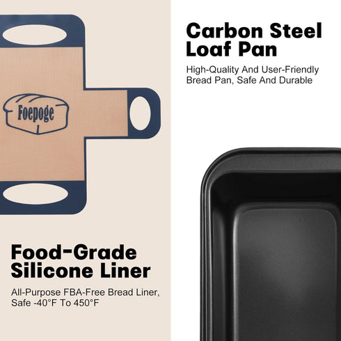 Set: 2-Pack 9 5 Inch Loaf Pan with Liners Nonstick x Bread Pan and Loaf Liners for Homemade Oven Baking - Rectangular