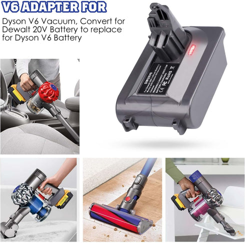 for Dyson V6 Adapter for Dewalt 20V Battery, Convert to for Dyson V6 Absolute/Motohead/Animal+Fluffy