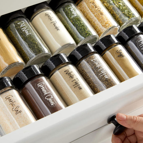 Talented Kitchen 272 Spice Labels Stickers, Clear Spice Jar Labels Preprinted for Seasoning Herbs Kitchen Spice Rack Organization, Water Resistant, Black and White Script by Talented Kitchen