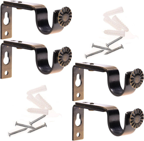 Ogrmar Heavy Duty Curtain Rod Brackets for 3/4 or 5/8 Inch Rod, 4 Pack (Bronze)