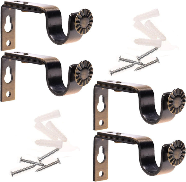Ogrmar Heavy Duty Curtain Rod Brackets for 3/4 or 5/8 Inch Rod, 4 Pack (Bronze)