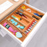 Bamboo Drawer Organizer, Expandable Cutlery Tray, Adjustable Utensils Holder for Storing Silverware in Kitchen, Bedroom