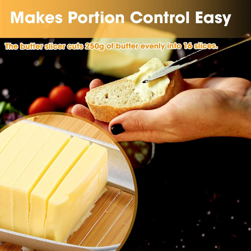 Stainless Steel Butter Slicer Cutter with Ergonomic Handle, Metal Butter Stick Slicer for Single Stick Butter, Wire