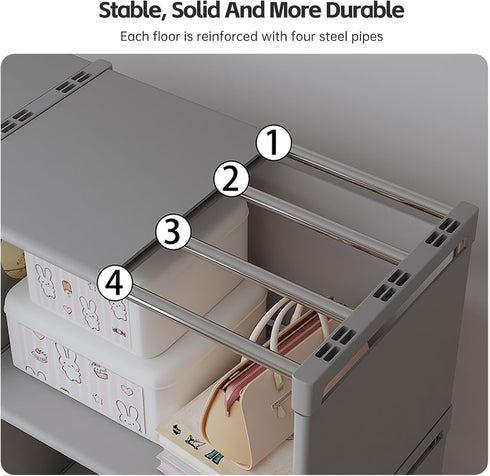 8-Compartment Closets, (Black-8) Storage Rack Tool-Free Assembly, Suitable for bedrooms, and Small Spaces; a Great