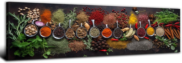 Large Colorful Kitchen Wall Art Spices Herb Food Picture for Dining Room