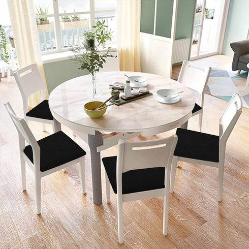 Chair Seat Covers set of 6 Stretch Black Chair Covers for Dining Room Square Removable Washable Chair Protector Seat Cushion Slipcovers for Kitchen Office by DLMWELL