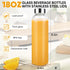 18 oz (6-Pack, PROBTTL Glass Juice Bottles with Lids Refillable Clear Glass Water Bottles with Stainless Steel Airtight