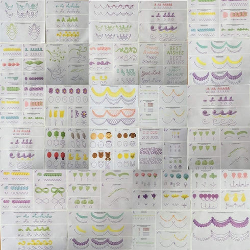 Icing Piping Nozzles Practice Drawings, Cake Pastry Beginner Practice Paper for Fondant Decorating, 23 Patterns