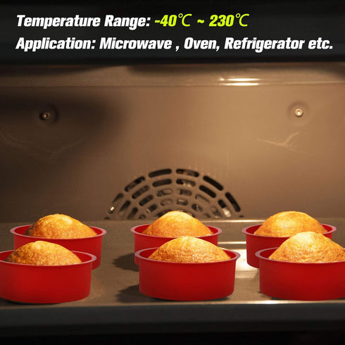 4 Inch Silicone Mini Cake Molds, Round Non-Stick Baking Pan, Reusable Cake Pans for Muffin, Cupcake, Layer Cake (Red,