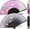 Small Folding Hand Fans for Women - 2pcs Vintage Bamboo Silk Fans for Dance, Music Festival, Wedding, Party (Grey &