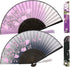 Small Folding Hand Fans for Women - 2pcs Vintage Bamboo Silk Fans for Dance, Music Festival, Wedding, Party (Grey &