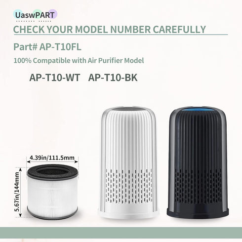 AP-T10FL Replacement Filter Compatible with HoMedics Air Pu-rifier Filter Replacement for AP-T10-WT AP-T10-BK TotalClean 4-in-1 Tower Series with Activated Carbon HEPA-Type Filters, 1 Pack