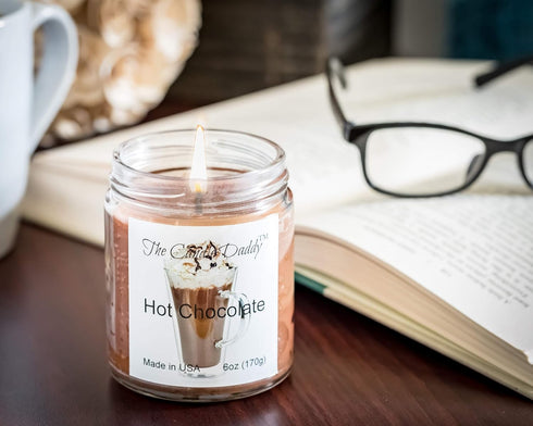6 oz 40 Hot Chocolate Cocoa Candle Glass jar - Hour Burn time - Poured in Small batches in The USA
