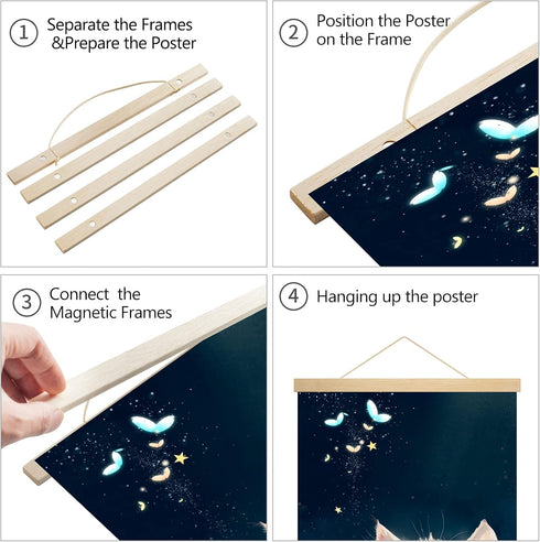 11 Inch Wide Magnetic Poster Hanger Frame - 11x17, 11x14, 11x22 Wood Frame for Posters, Prints, and Artwork