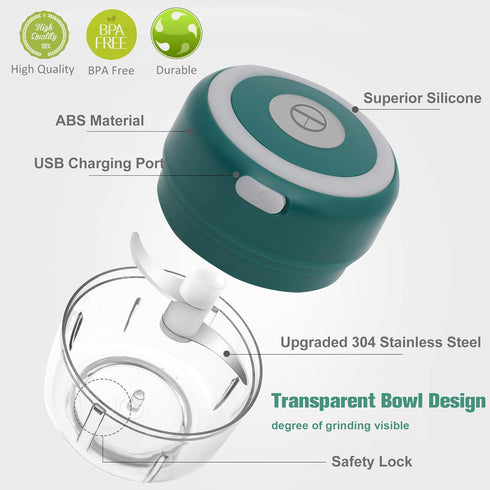 Electric Herb Grinder - 3.5 Inch Large Grinders for Grinding Dry Fresh Herbs and Spice, USB Rechargeable with