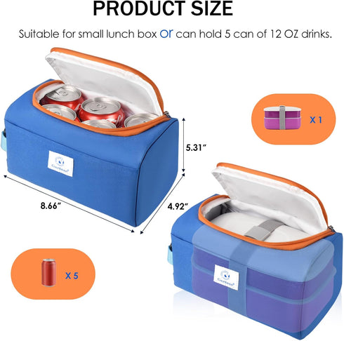 2 Packs Packs,Small Genteen Freezable Snack Bag Built with Ice Cooler Bag Insulated Bag Reusable, Zip Closure
