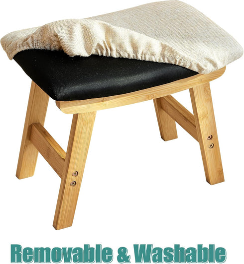 viewcare Foot Stools Ottoman, Small Soft Footrest Ottoman with Wood Legs, Sofa Footrest Extra Seating for Living Room