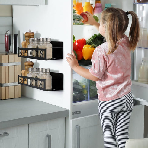 2 Pack Beeveer Spices Magnetic Spice Rack for Refrigerator Metal Magnet Basket Shelf for Fridge Seasoning Storage