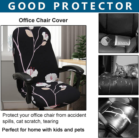 WOMACO Office Chair Covers - Stretch Printed Computer Chair Slipover - Universal Floral Boss Chair Protector - High