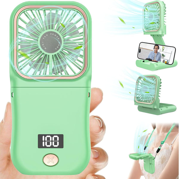 Mini Fan Handheld Foldable Fan, USB Personal Fans Portable Rechargeable Battery Fan 3 Speeds, Cute Face Cooling Fan for