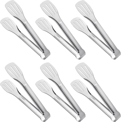 Serving Tongs Kitchen Tongs, Stainless Steel Food Tong Serving Tong, Small 6 Pack, 7 Inch