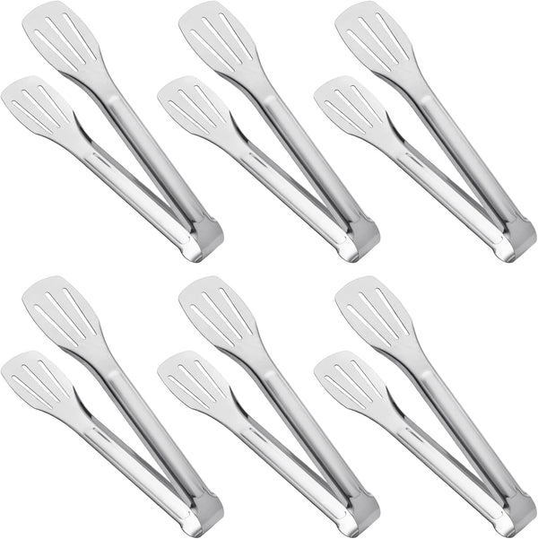 Serving Tongs Kitchen Tongs, Stainless Steel Food Tong Serving Tong, Small 6 Pack, 7 Inch